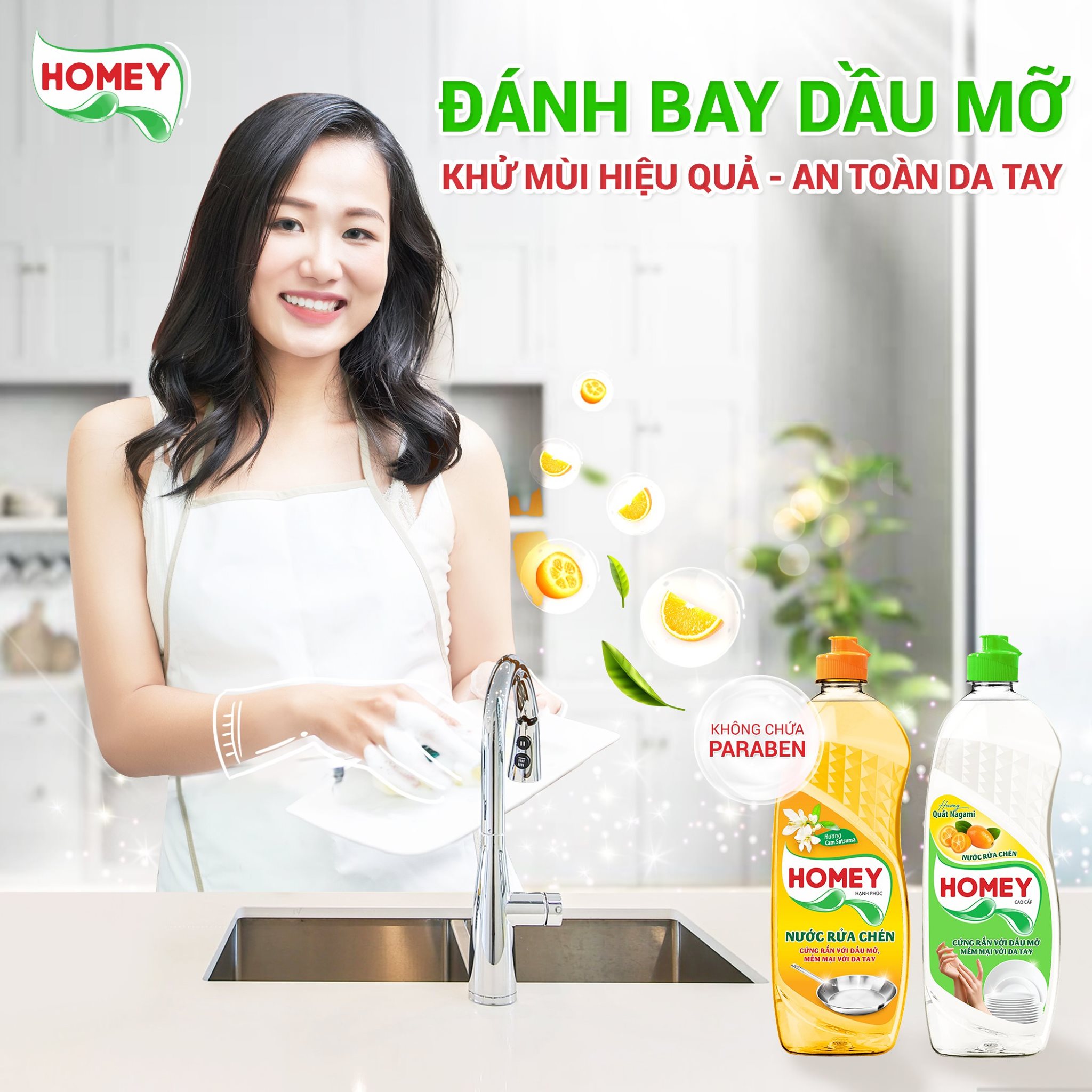 Nước rửa chén Homey Cam Satsuma chai 400g - Masan Consumer