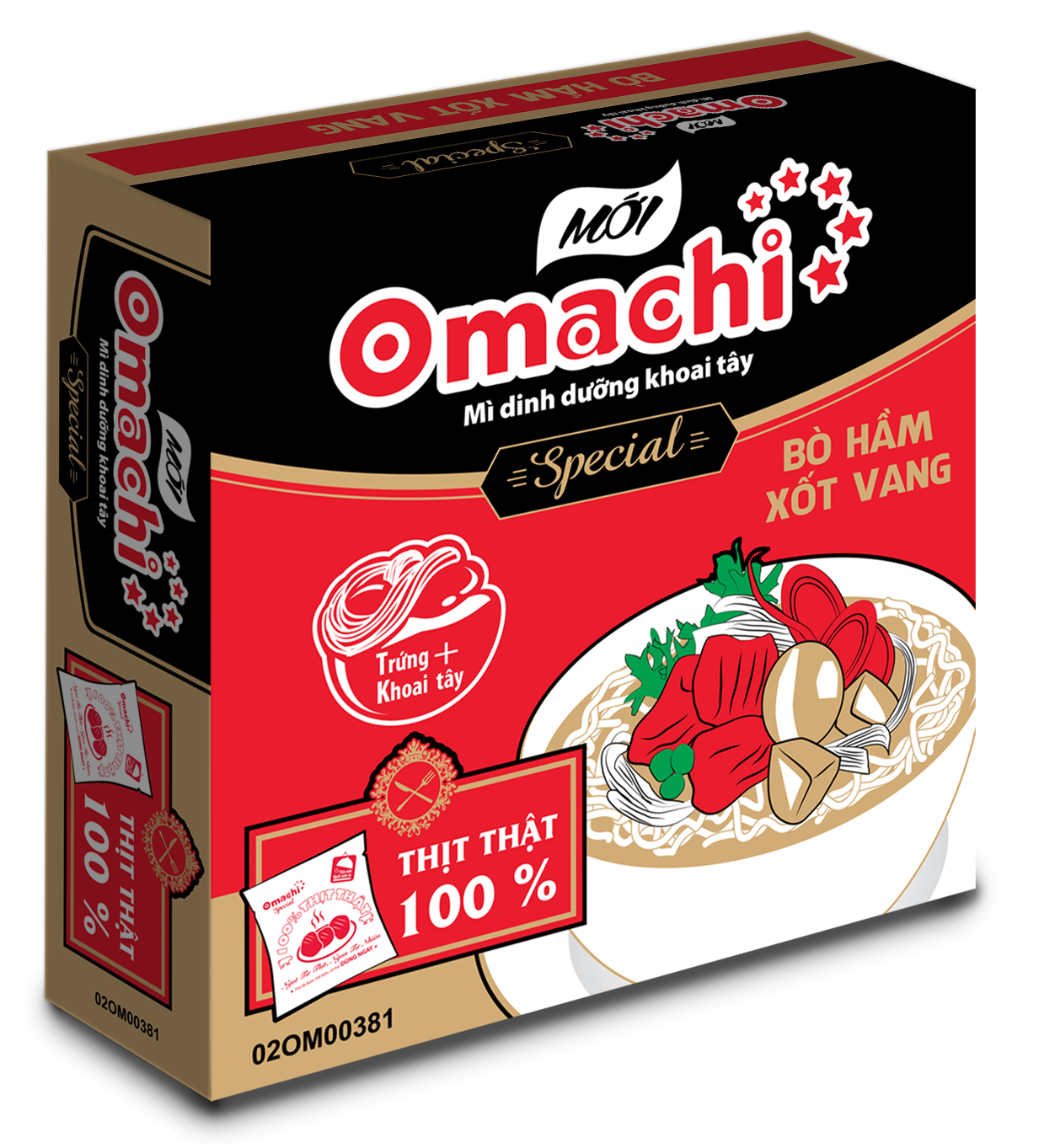 Omachi Special potato noodles - Beef stewed in wine sauce flavor - Masan Consumer