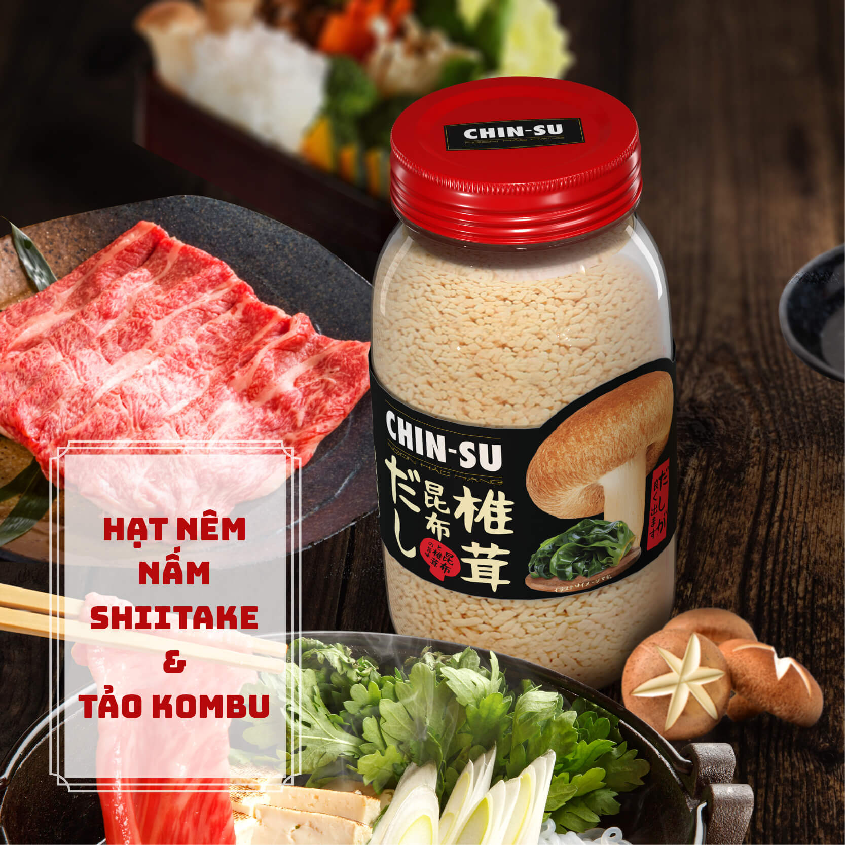 Hạt nêm CHIN-SU Nấm Shiitake & Tảo Kombu - Masan Consumer