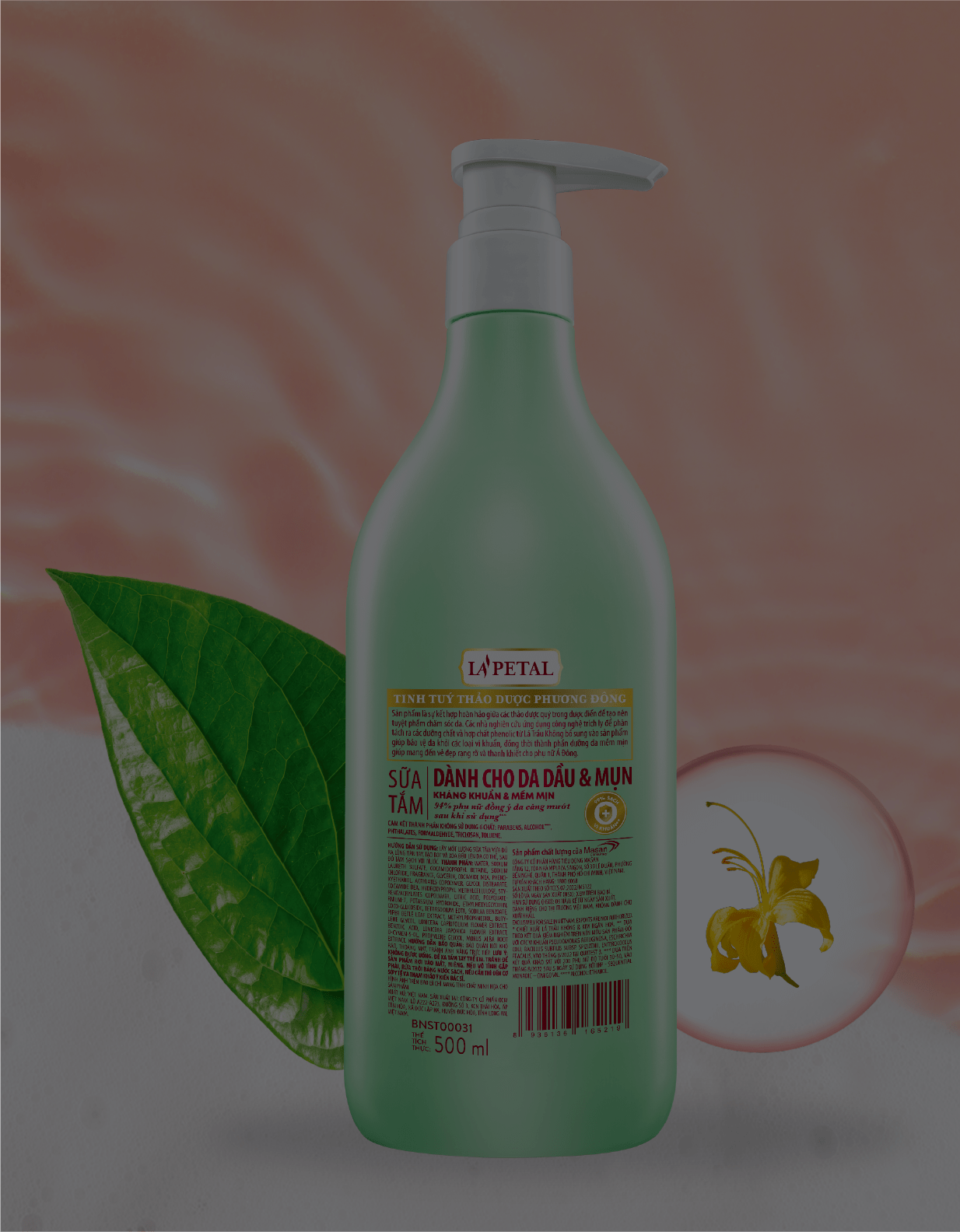La'petal ANTIBACTERIAL & SOFTEN SKIN shower gel for dry skin 500ml - Masan Consumer