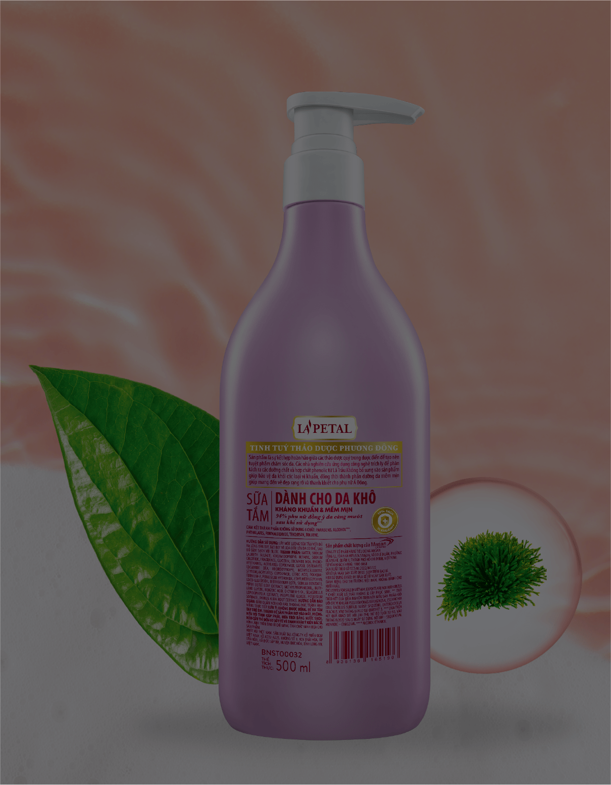 La'petal ANTIBACTERIAL & SOFTEN SKIN shower gel for dry skin 500ml - Masan Consumer