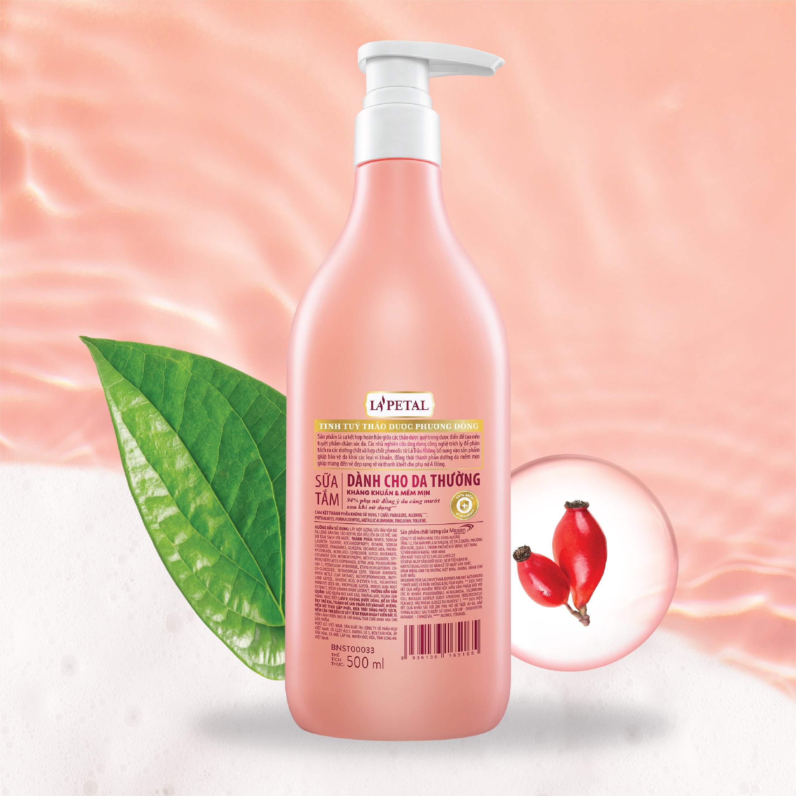 La’petal sữa tắm KHÁNG KHUẨN & MỀM MỊN dành cho da thường 500ml - Masan Consumer