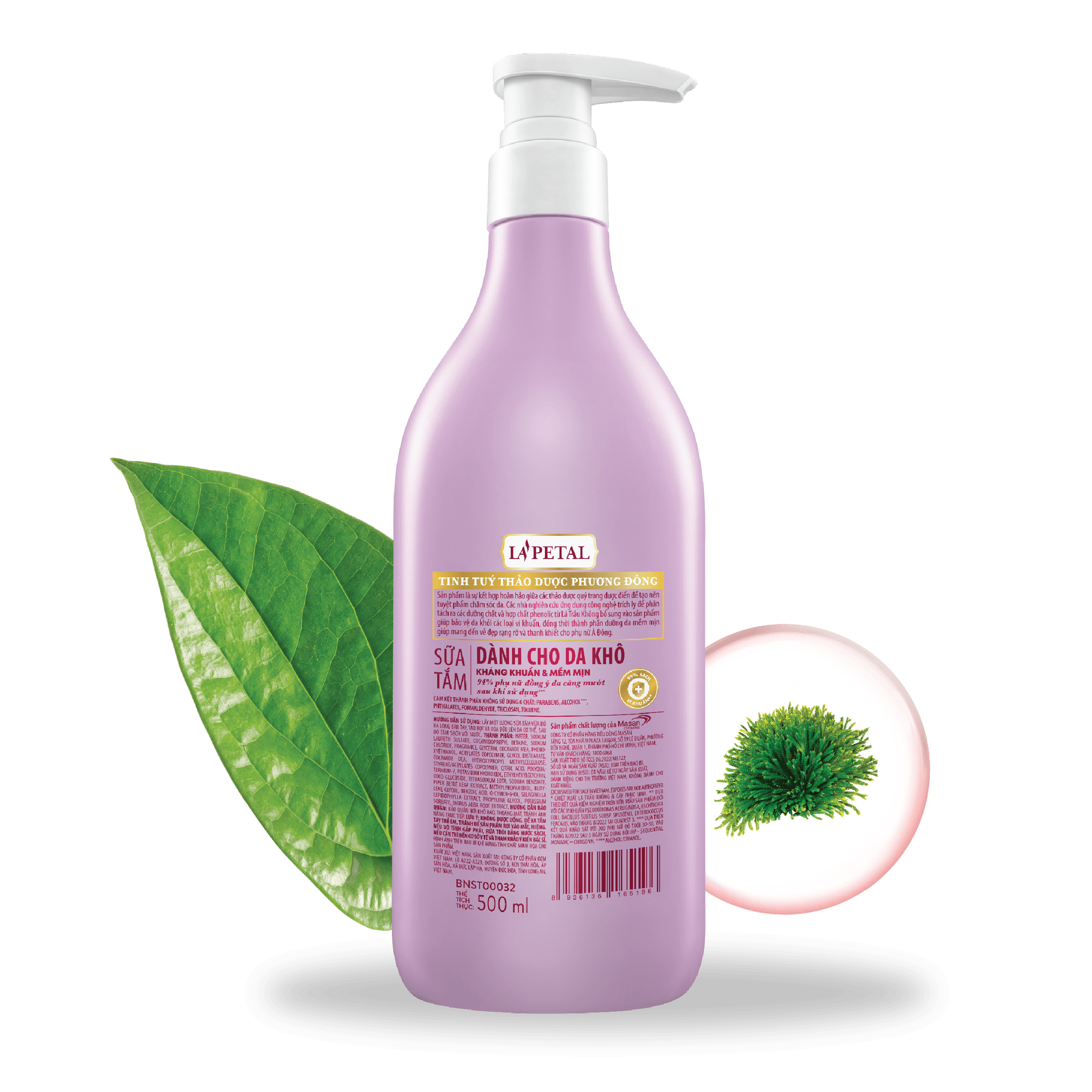 La'petal ANTIBACTERIAL & SOFTEN SKIN shower gel for dry skin 500ml - Masan Consumer